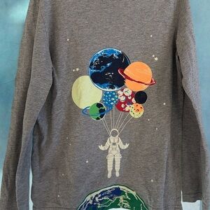 Mini Boden Cosmic Adventure Long Sleeve Shirt - Gray